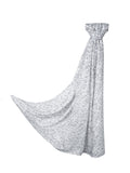 Sacred Script Bamboo Modal Hijab in a soft white color featuring a delicate abstract pattern in shades of gray, offering a subtle and elegant design.
