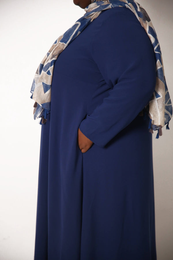 Plus Navy Empire Zip Abaya