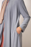 Cool Grey Matte Jersey Long Asymmetrical Cardigan