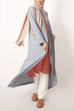 Cool Grey Matte Jersey Long Asymmetrical Cardigan