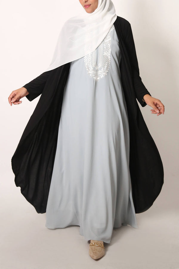 Black Matte Jersey Long Asymmetrical Cardigan