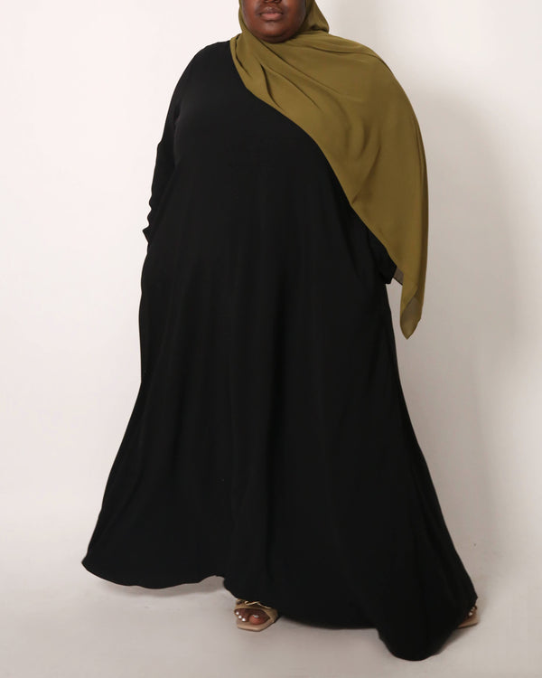 Plus Black Empire Zip Abaya