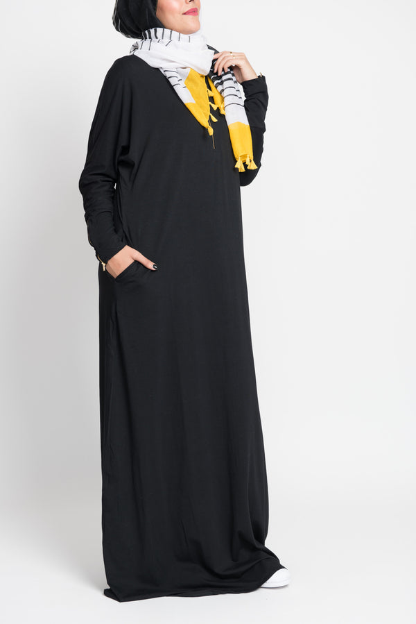 Black Jersey Dolman Zip