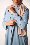 Dusty Blue Box Pleated Abaya