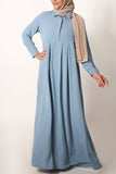 Dusty Blue Box Pleated Abaya