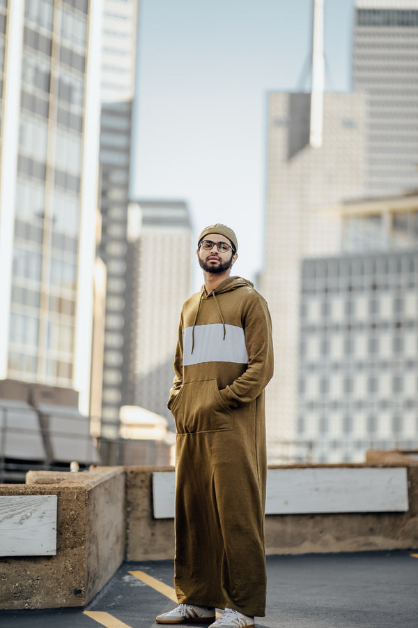 Men's Olive Green Hoodie Sweatshirt Thobe