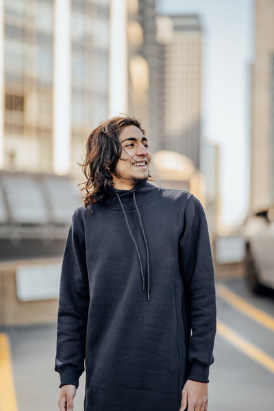 Men's Navy Mockneck Thobe | aaBideen