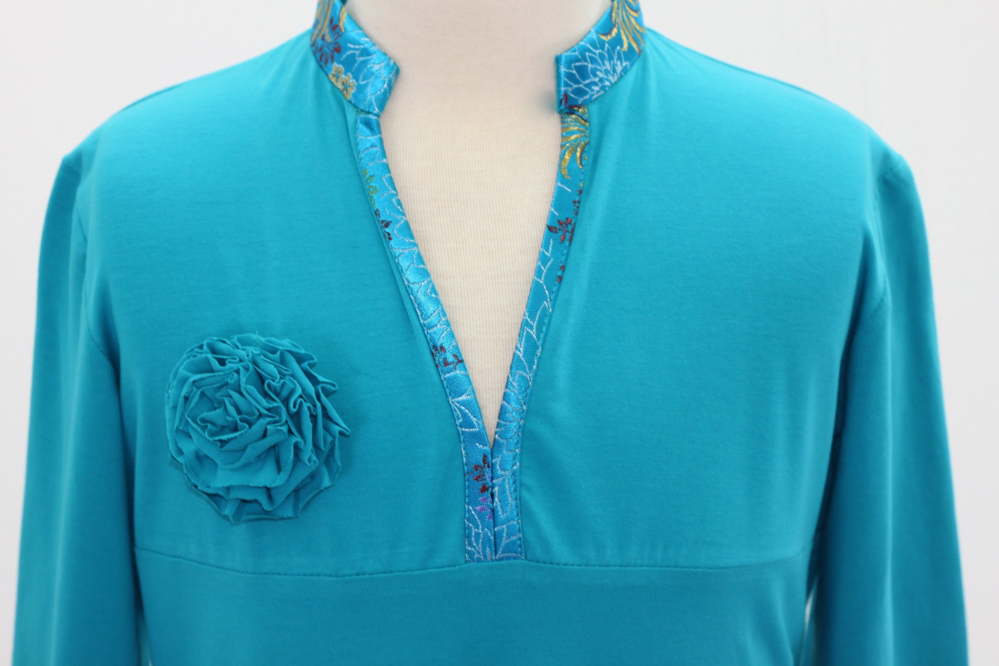 Girl's Teal Jacquard Corsage