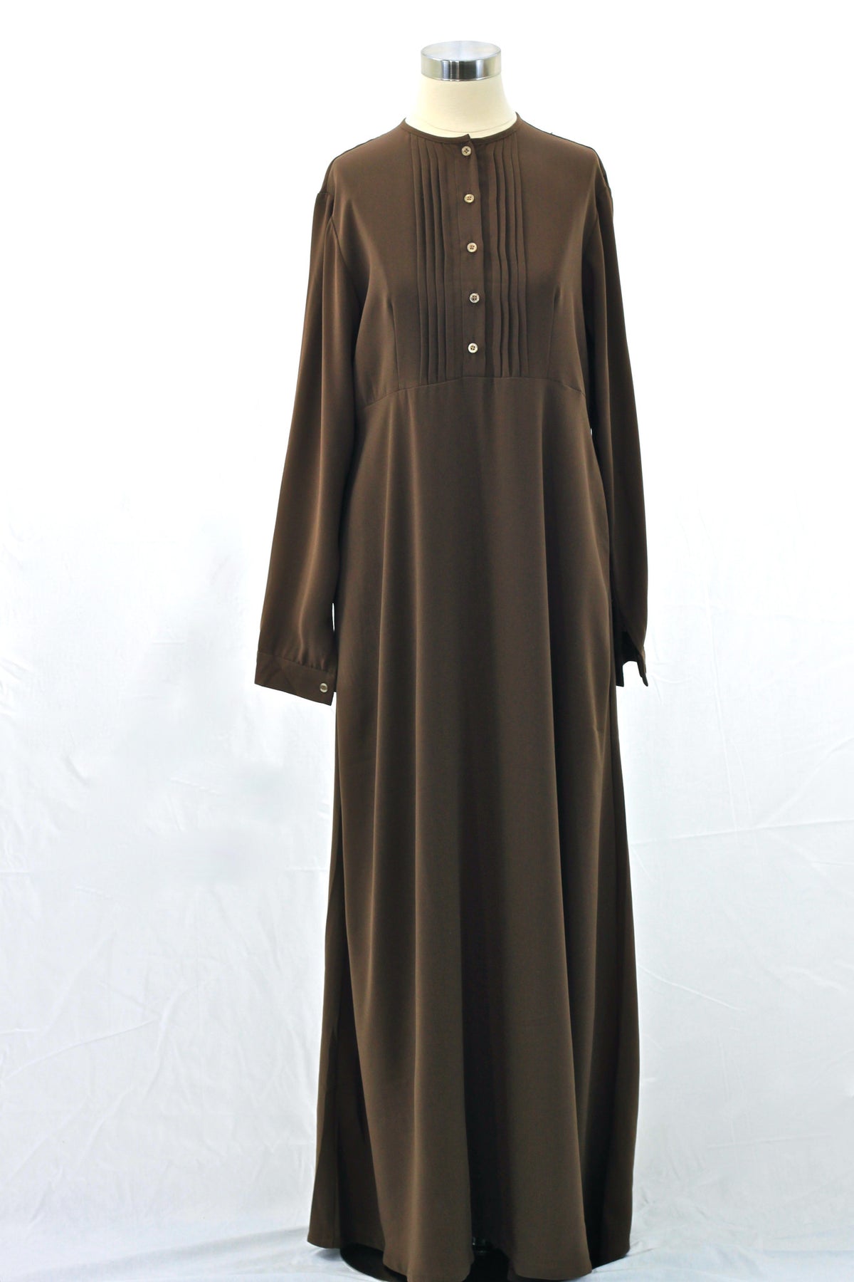 Toffee Brown Pintuck Pleated Crepe Jilbab