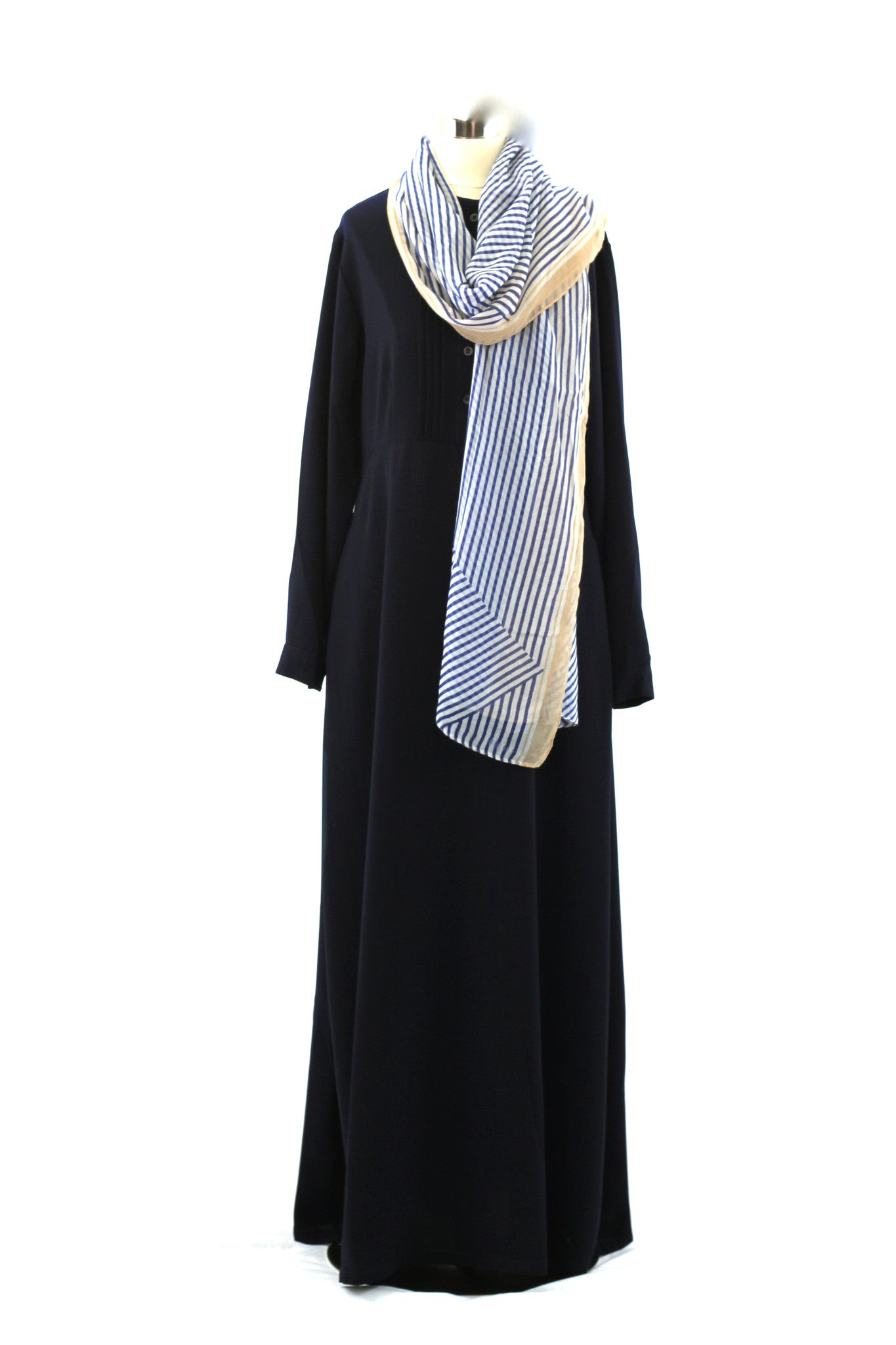 Navy Assymetrical Stripe Wrap Hijaab