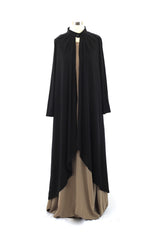 Black Matte Jersey Long Asymmetrical Cardigan