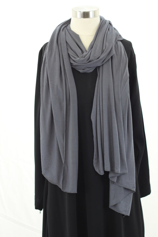 Charcoal Grey Jersey Wrap HijaaB