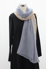 Navy Assymetrical Stripe Wrap Hijaab