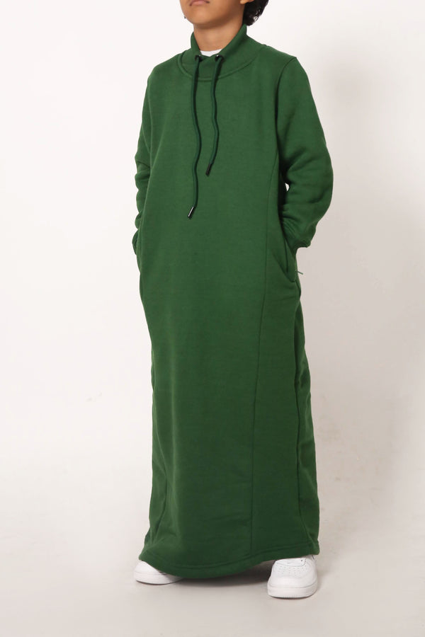 Boy's Kelly Green Mockneck Thobe look