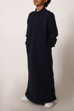 Boy's Navy Mockneck Thobe