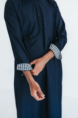Men's Navy Check Cuff Thobe