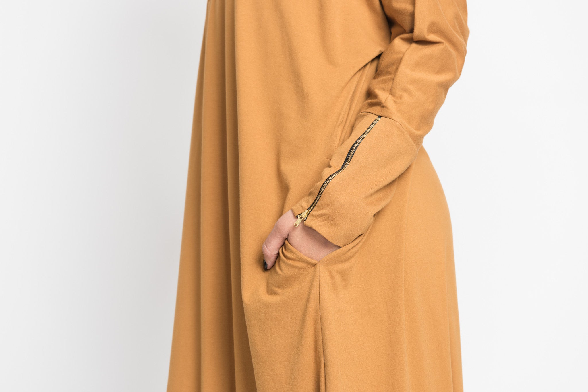 Mustard Jersey Dolman Zip