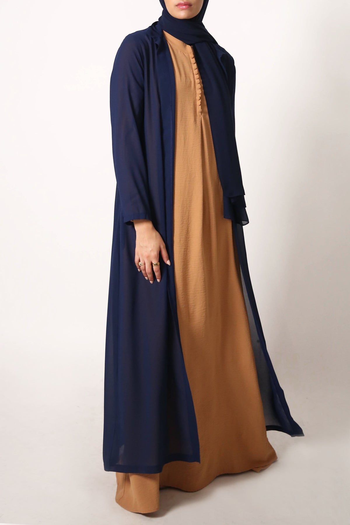 Navy Full-Length Sheer Cardigan