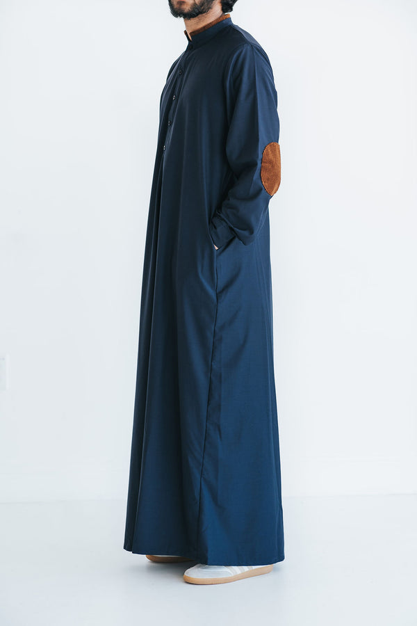 Men's Navy Elbow Patch Thobe