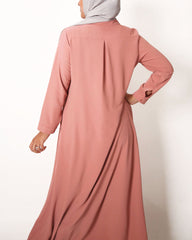 Dusty Salmon Pink Box Pleated Abaya