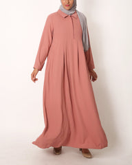 Dusty Salmon Pink Box Pleated Abaya