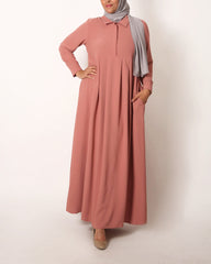 Dusty Salmon Pink Box Pleated Abaya