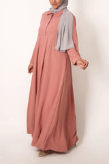 Dusty Salmon Pink Box Pleated Abaya