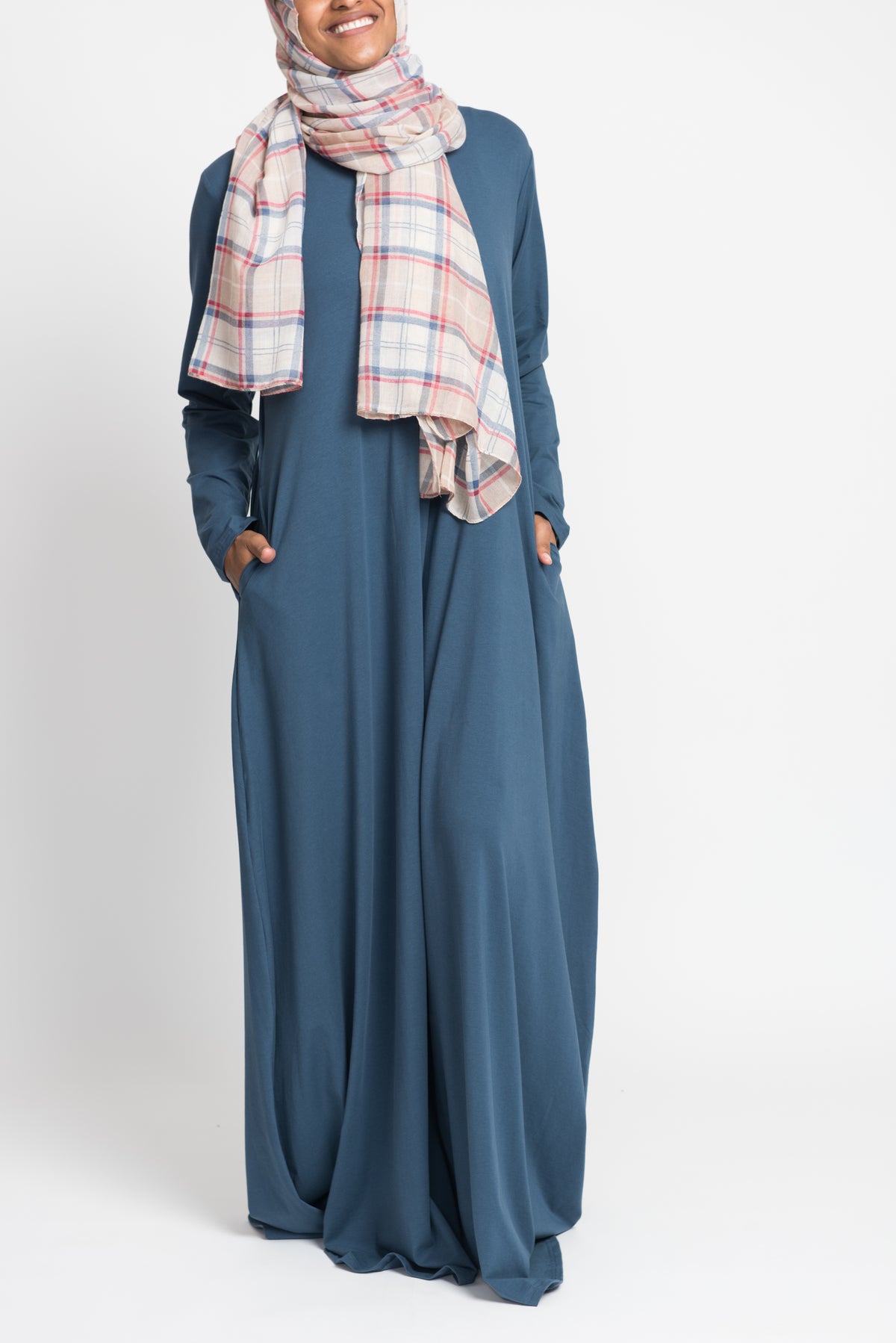 Steel Blue Jersey Henley Abaya