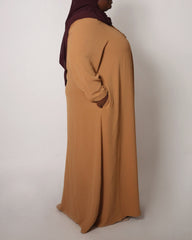 Plus Camel Tan Front Crinkle Abaya