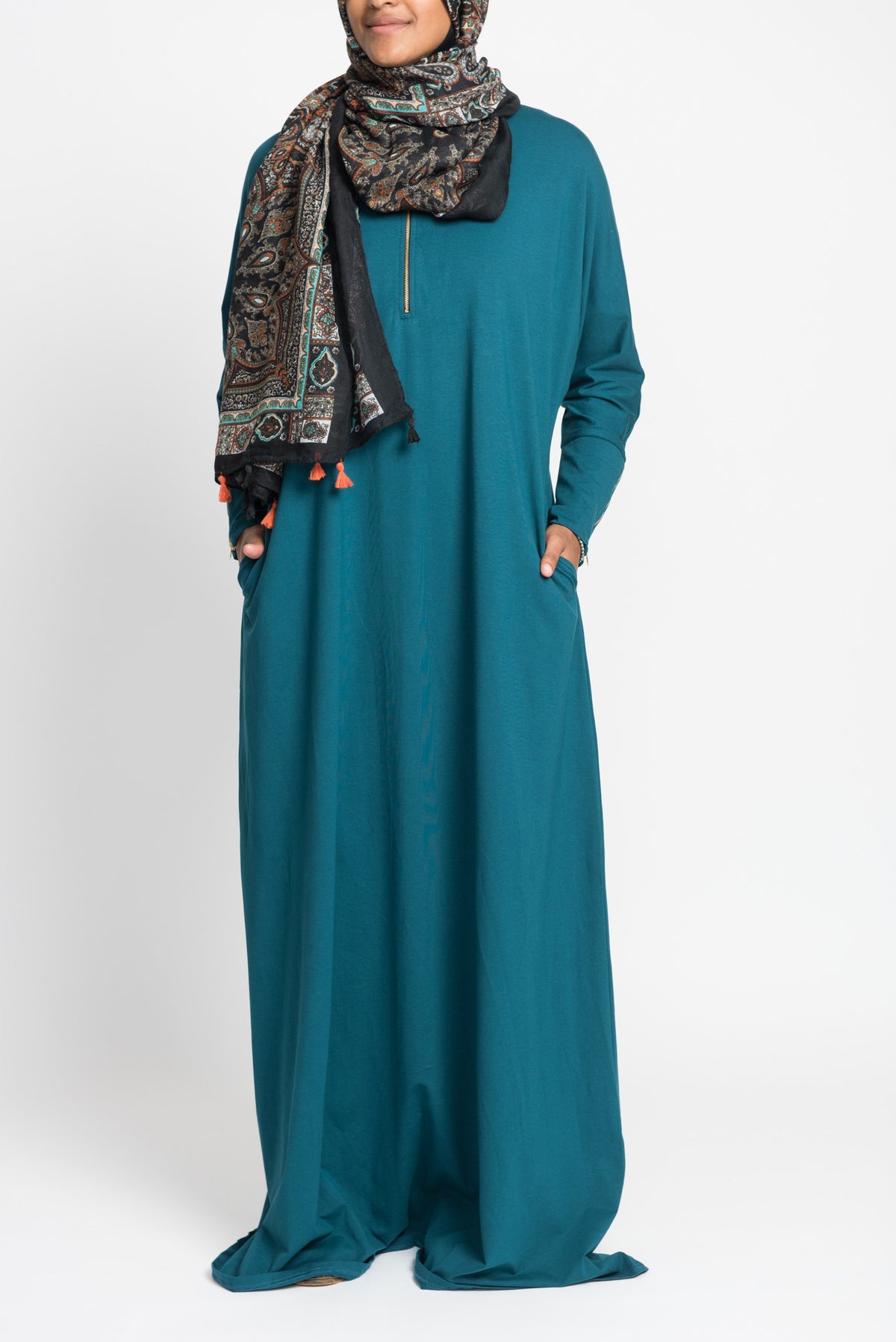 Teal Jersey Dolman Zip