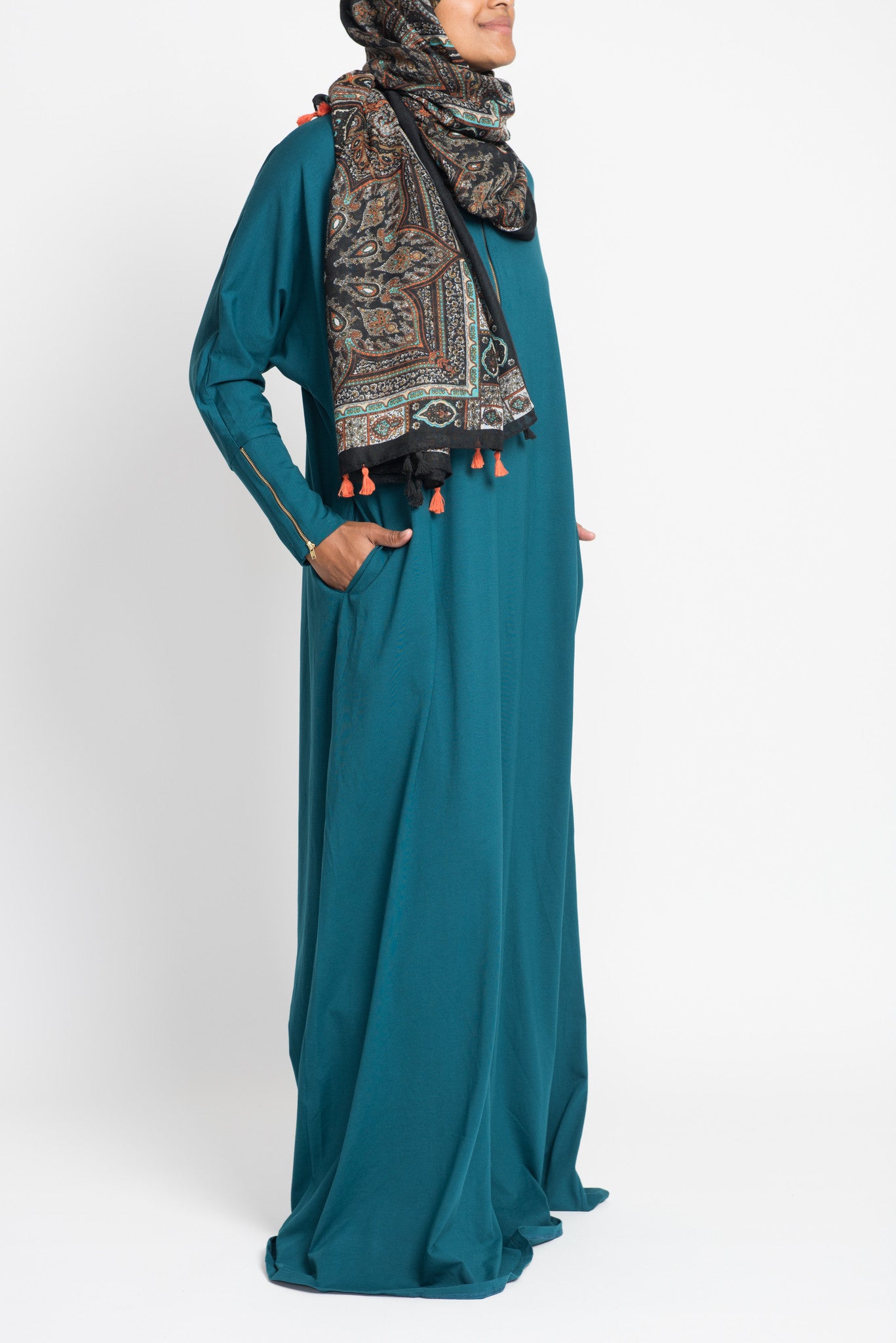 Teal Jersey Dolman Zip