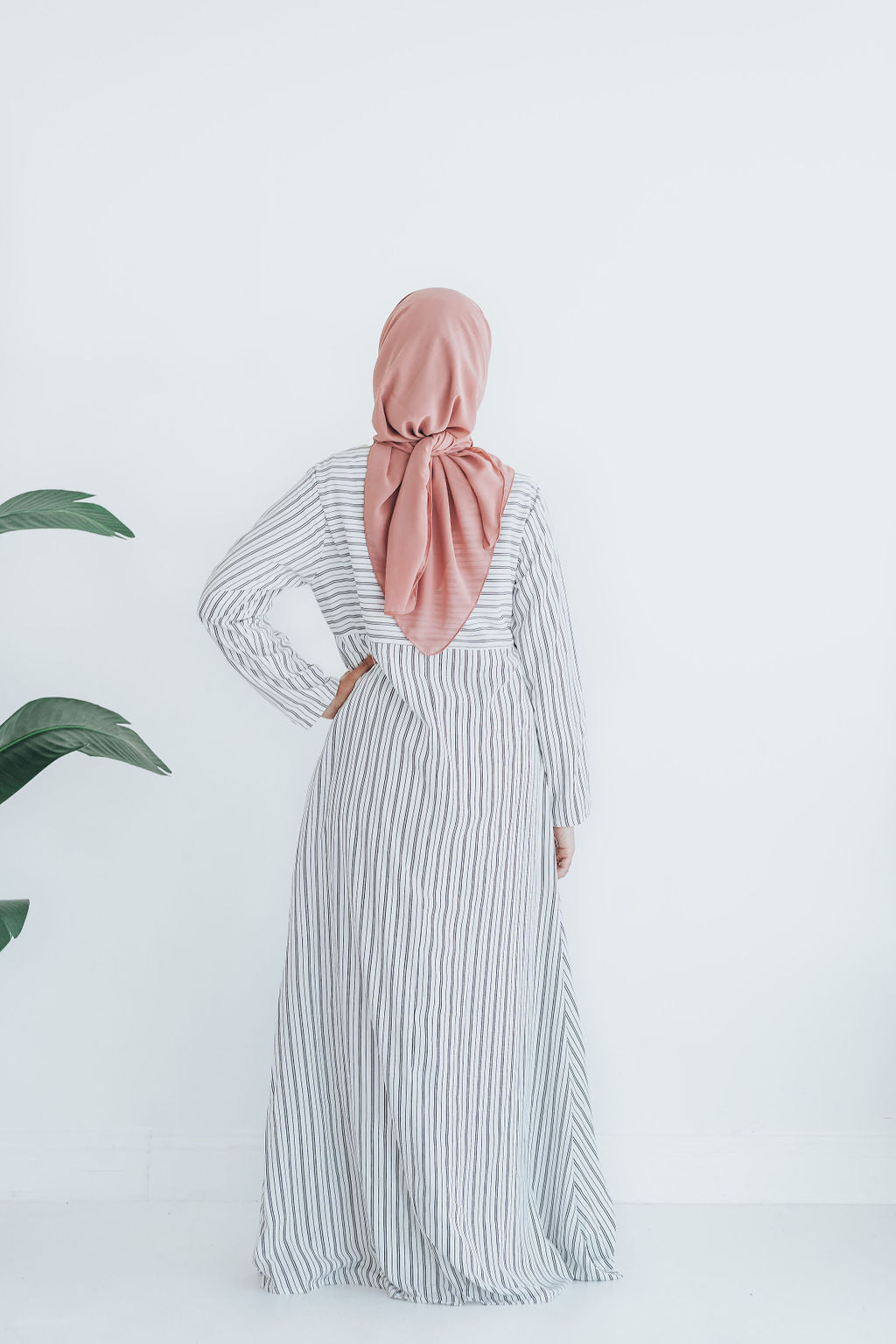 White Thin Stripe Abaya