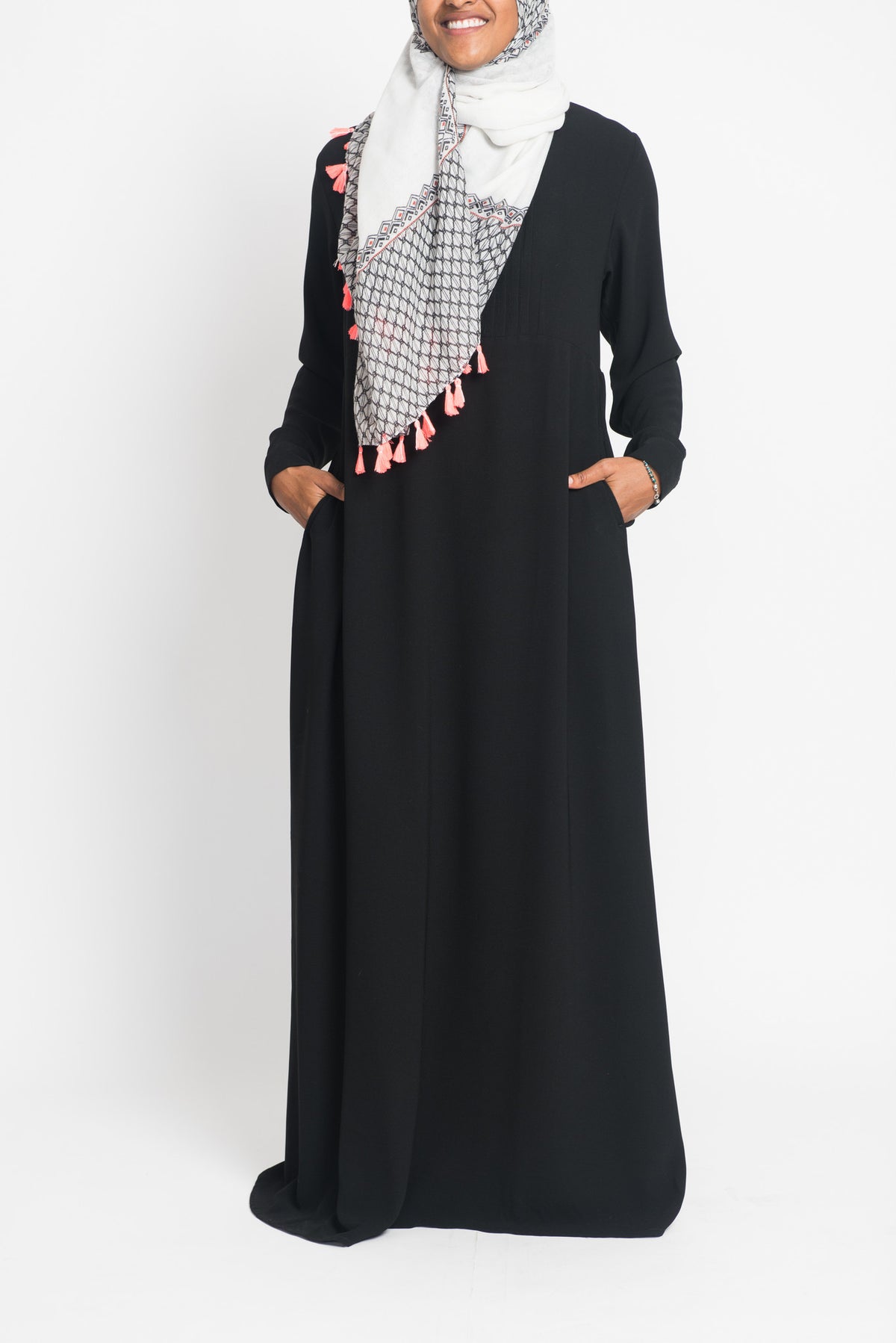 Black Pintuck Pleated Crepe Jilbab