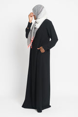 Black Pintuck Pleated Crepe Jilbab