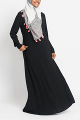 Black Pintuck Pleated Crepe Jilbab