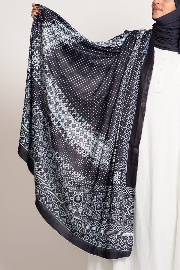 Dark Navy Ajrak Shawl