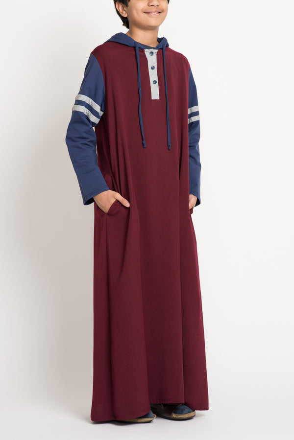 Boy's Burgundy Accent Hoodie Thobe