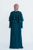 Deep Teal Ruffle Formal Abaya