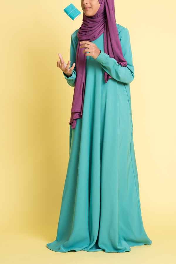 Girl's Aqua Empire Waist Abaya
