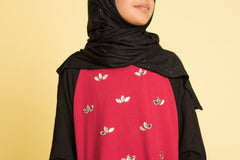 Girl's Ruby Jeweled Abaya