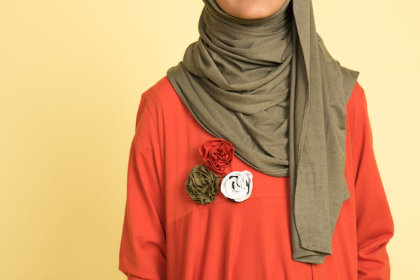 Girl's Orange Corsage Abaya