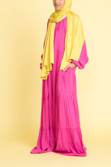 Girl's Punchy Pink Tiered Abaya