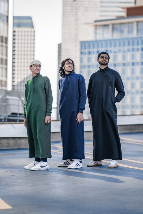 Men's Navy Mockneck Thobe