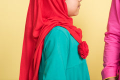 Little Girl's Teal Green Corsage Abaya