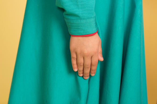 Little Girl's Teal Green Corsage Abaya