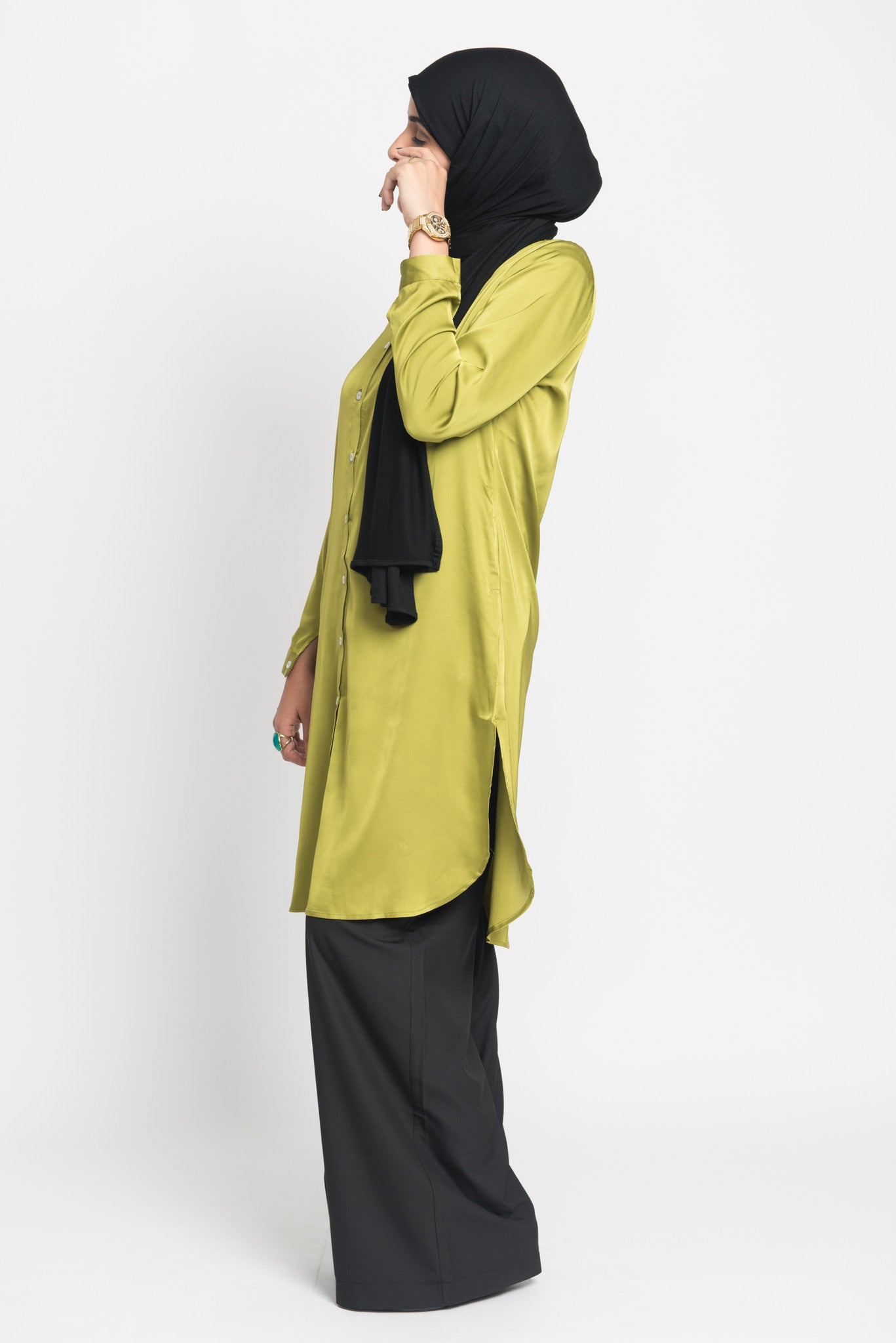 Citrine Long Satiny Blouse