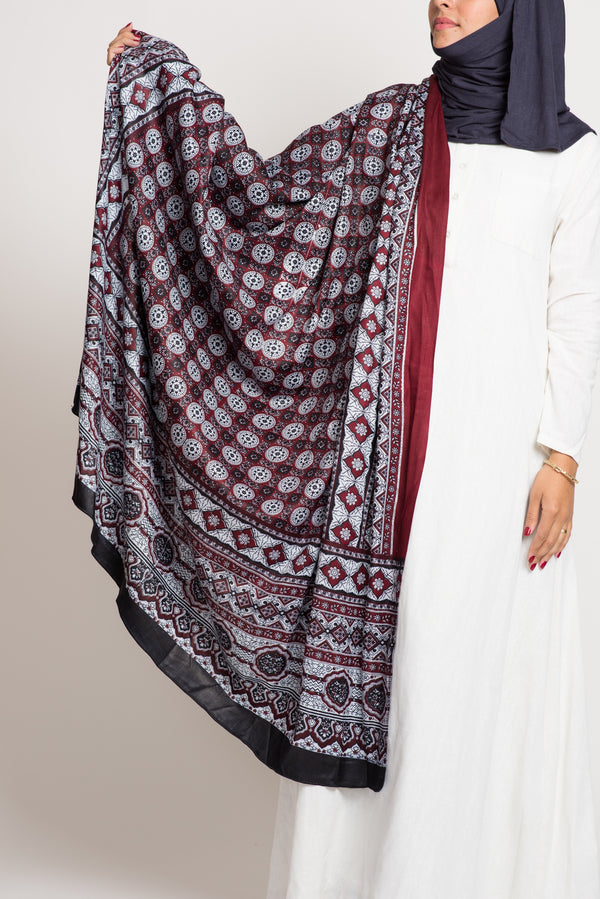 Maroon Ajrak Shawl