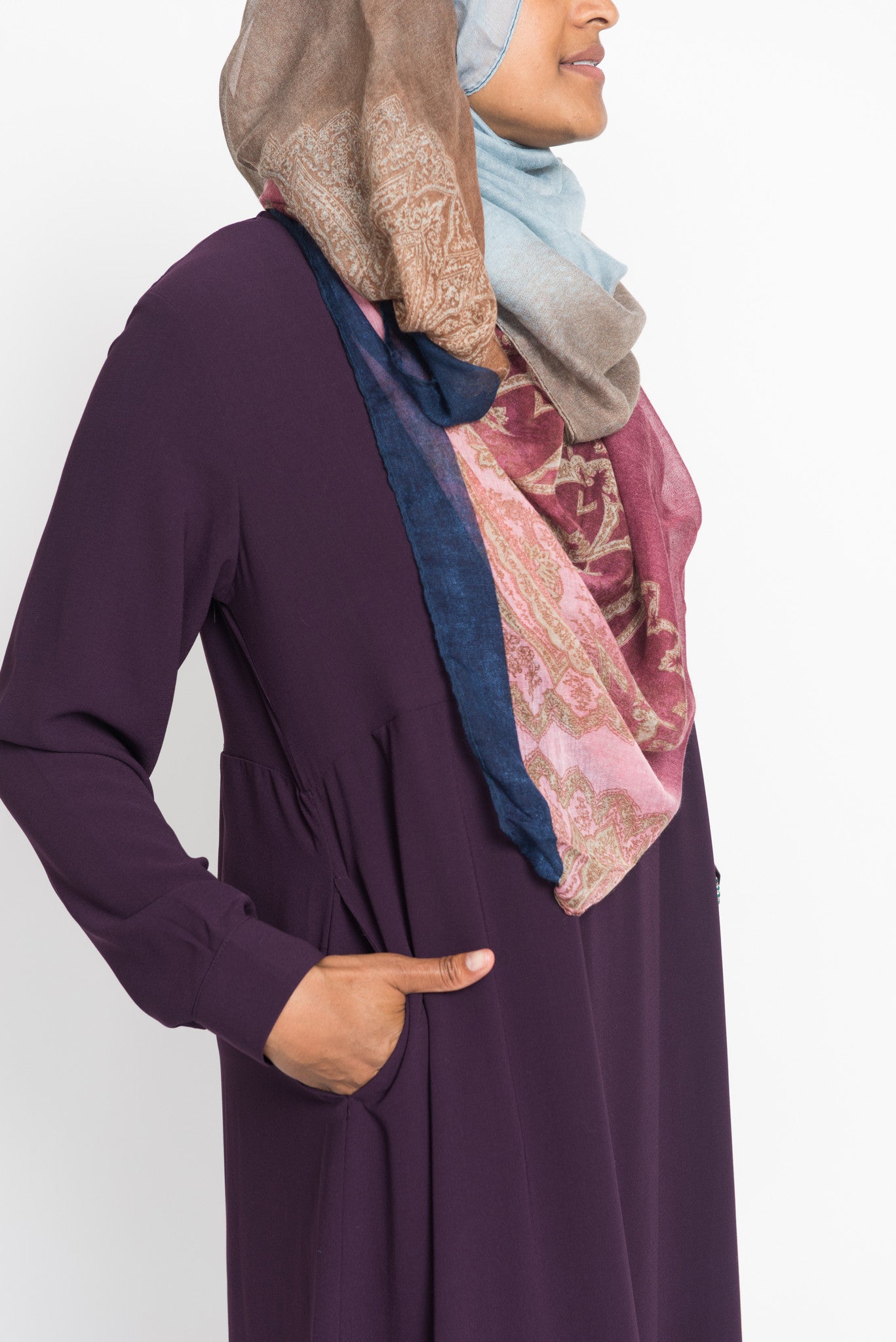 Plum Pintuck Pleated Crepe Jilbab
